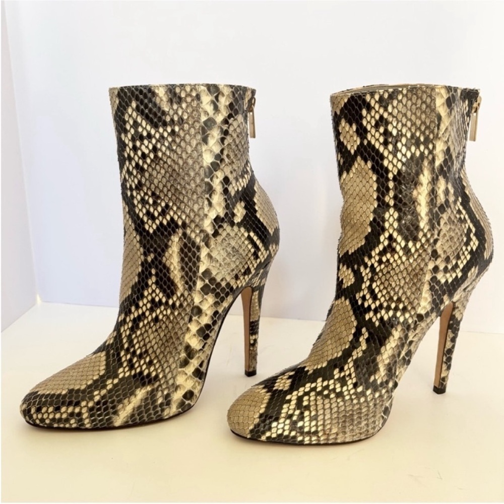 Jimmy Choo Ankle Boots Stiletto Python Snakeskin Archival Leather Black Size 40 - Picture 5 of 15